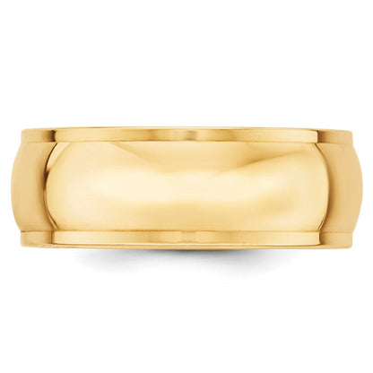 14K Gelbgold 8 mm halbrunder Ehering mit Kante