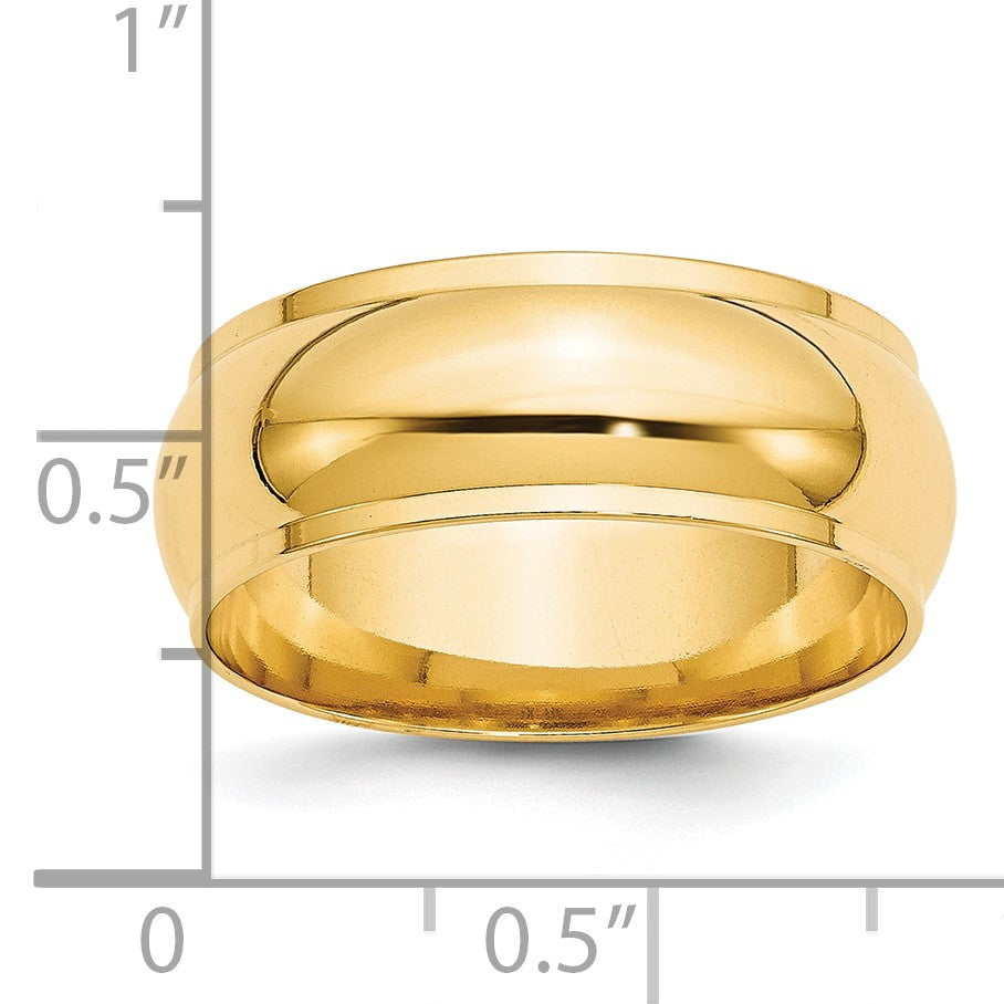 14K Gelbgold 8 mm halbrunder Ehering mit Kante
