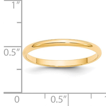 14K Gelbgold 2 mm leichter halbrunder Ehering