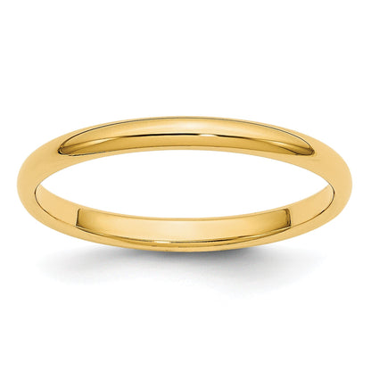 14K Gelbgold 2 mm leichter halbrunder Ehering