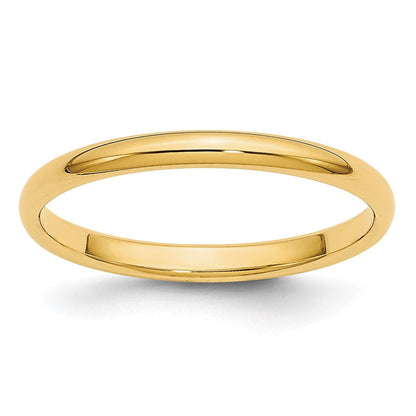 14K Gelbgold 2 mm leichter halbrunder Ehering