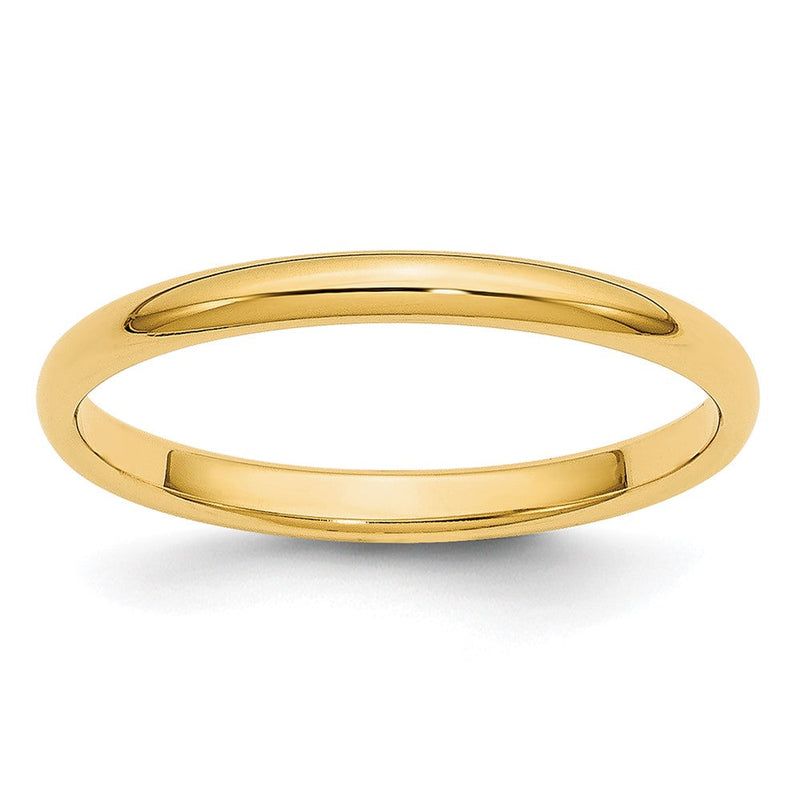14K Gelbgold 2 mm leichter halbrunder Ehering