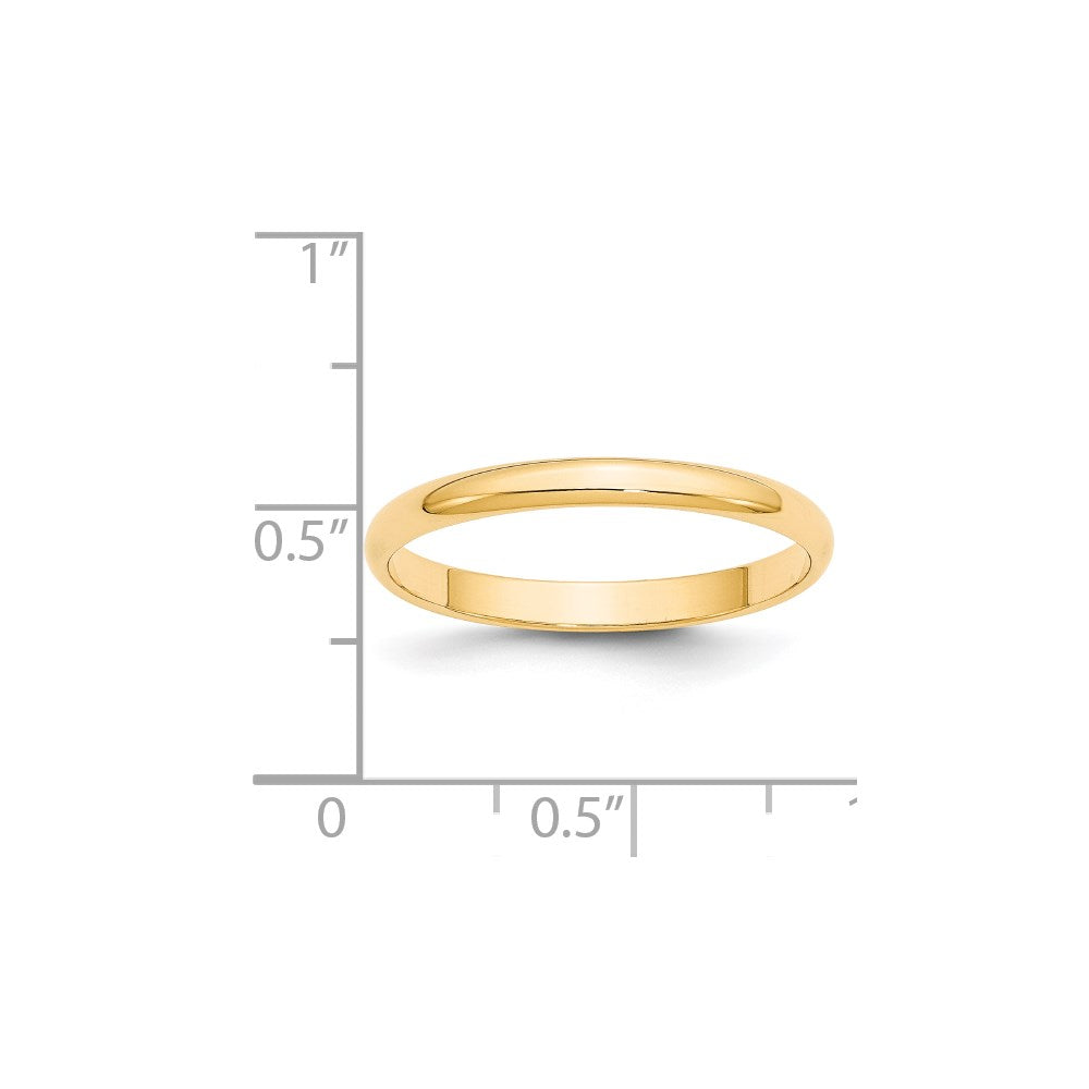14K Gelbgold 2,5 mm leichter halbrunder Ehering