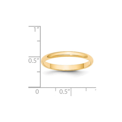 14K Gelbgold 2,5 mm leichter halbrunder Ehering