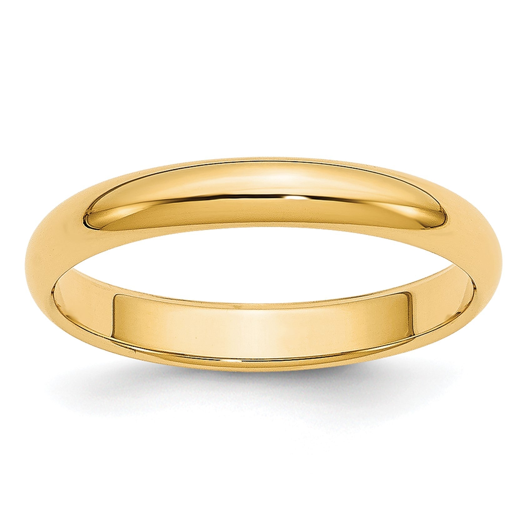 14K Gelbgold 3 mm leichter halbrunder Ehering