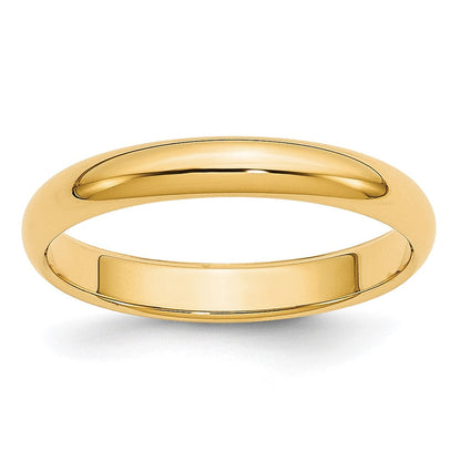 14K Gelbgold 3 mm leichter halbrunder Ehering
