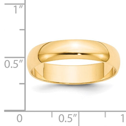 14K Gelbgold 5 mm leichter halbrunder Ehering