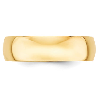 14K Gelbgold 6 mm leichter Ehering mit Halbrundprofil