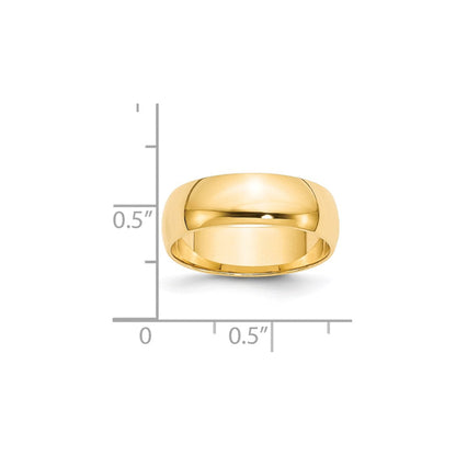 14K Gelbgold 6 mm leichter Ehering mit Halbrundprofil