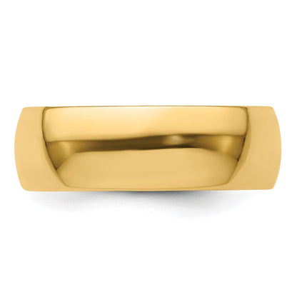 14K Gelbgold 7mm Leichter Halbrund Ehering