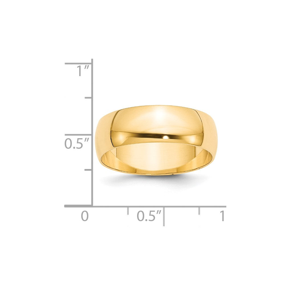 14K Gelbgold 7mm Leichter Halbrund Ehering