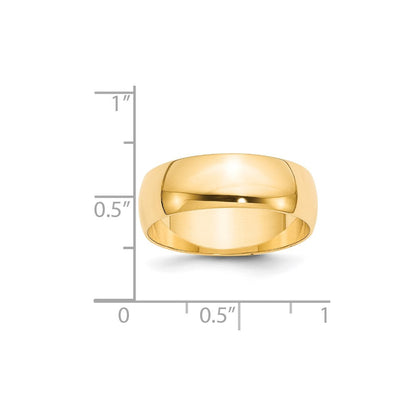 14K Gelbgold 7mm Leichter Halbrund Ehering