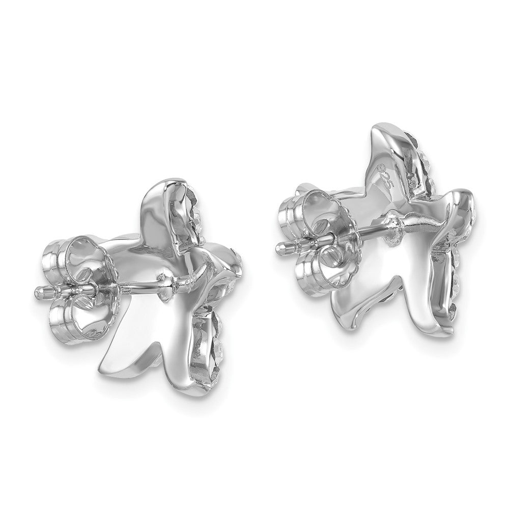 Sterlingsilber Rhodiniert Weiß Kristall Seestern Ohrstecker