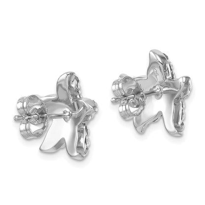 Sterlingsilber Rhodiniert Weiß Kristall Seestern Ohrstecker