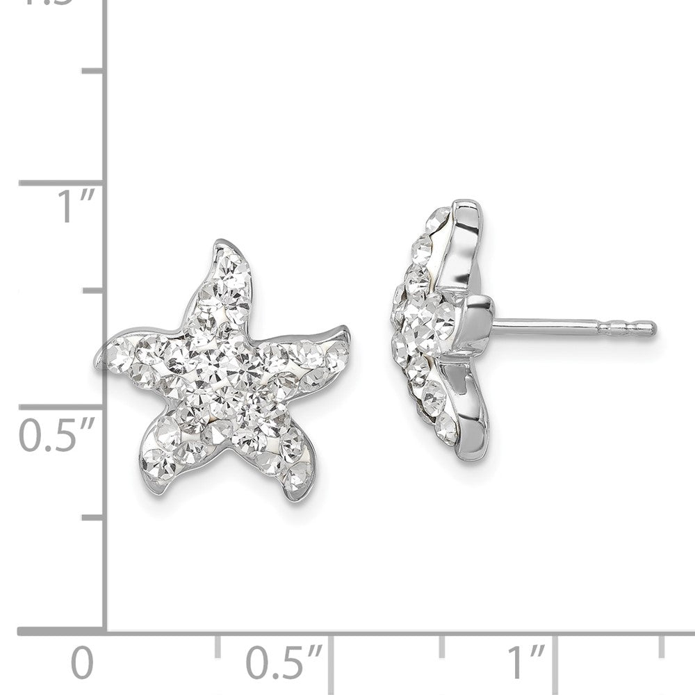 Sterlingsilber Rhodiniert Weiß Kristall Seestern Ohrstecker