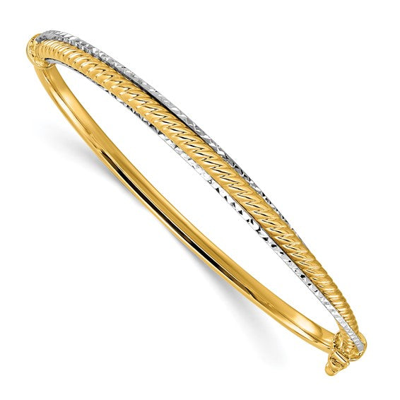 14K Gelb und Weißgold Klappbar Armreif