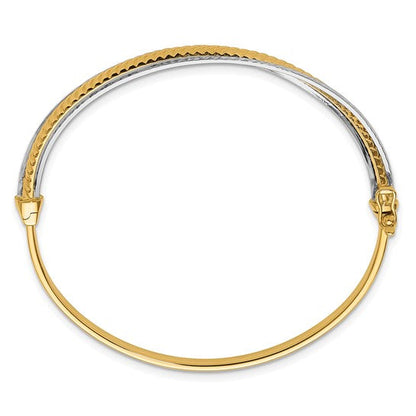14K Gelb und Weißgold Klappbar Armreif