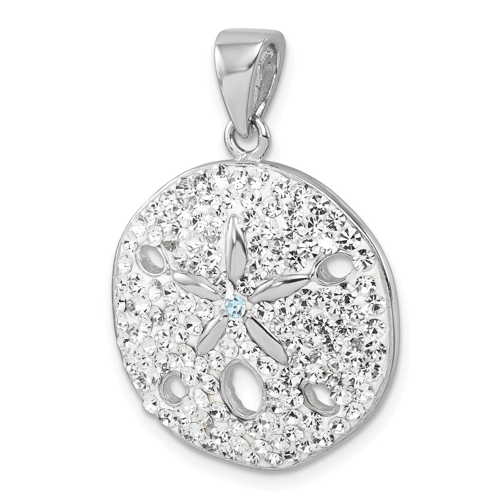 Sterlingsilber Rhodiniert Poliert Kristall Sand Dollar Anhänger