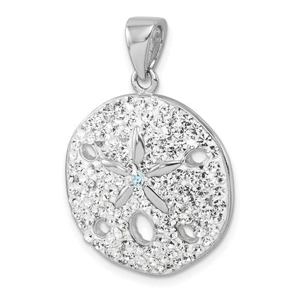 Sterlingsilber Rhodiniert Poliert Kristall Sand Dollar Anhänger
