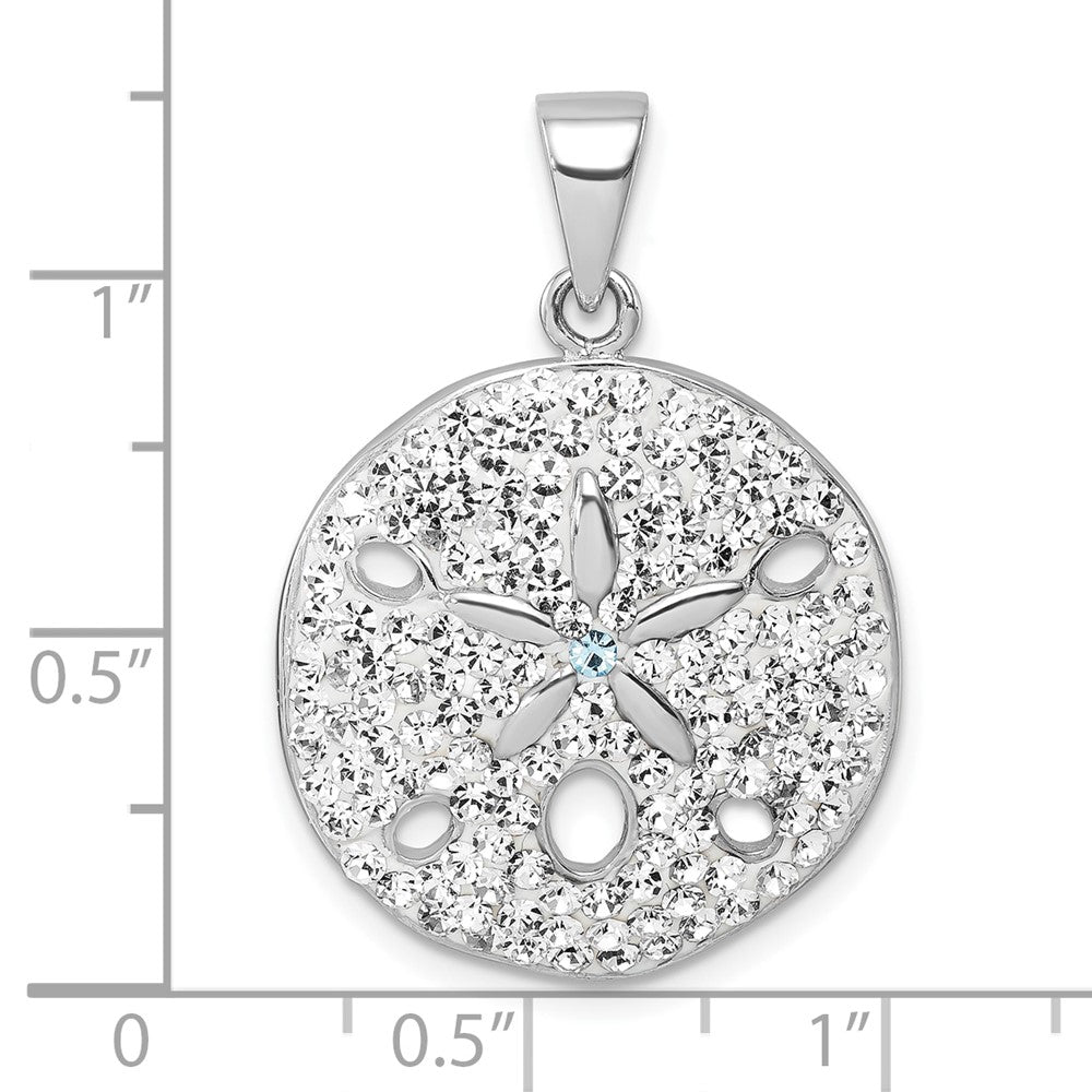 Sterlingsilber Rhodiniert Poliert Kristall Sand Dollar Anhänger