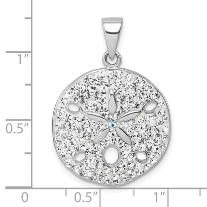 Sterlingsilber Rhodiniert Poliert Kristall Sand Dollar Anhänger