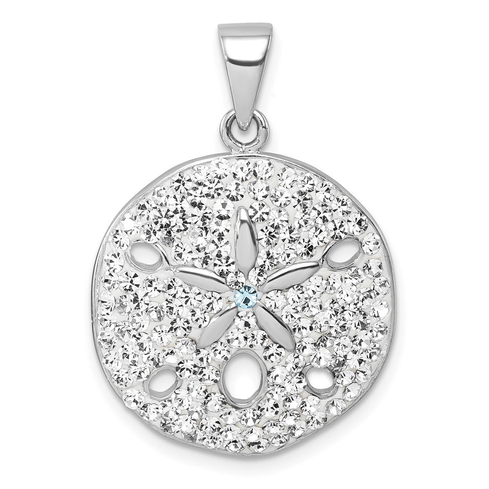 Sterlingsilber Rhodiniert Poliert Kristall Sand Dollar Anhänger