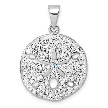 Sterlingsilber Rhodiniert Poliert Kristall Sand Dollar Anhänger