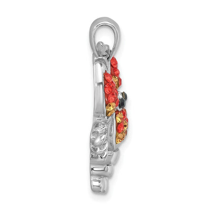Sterlingsilber Rhodiniert Poliert Orange Kristall Karabiner Anhänger
