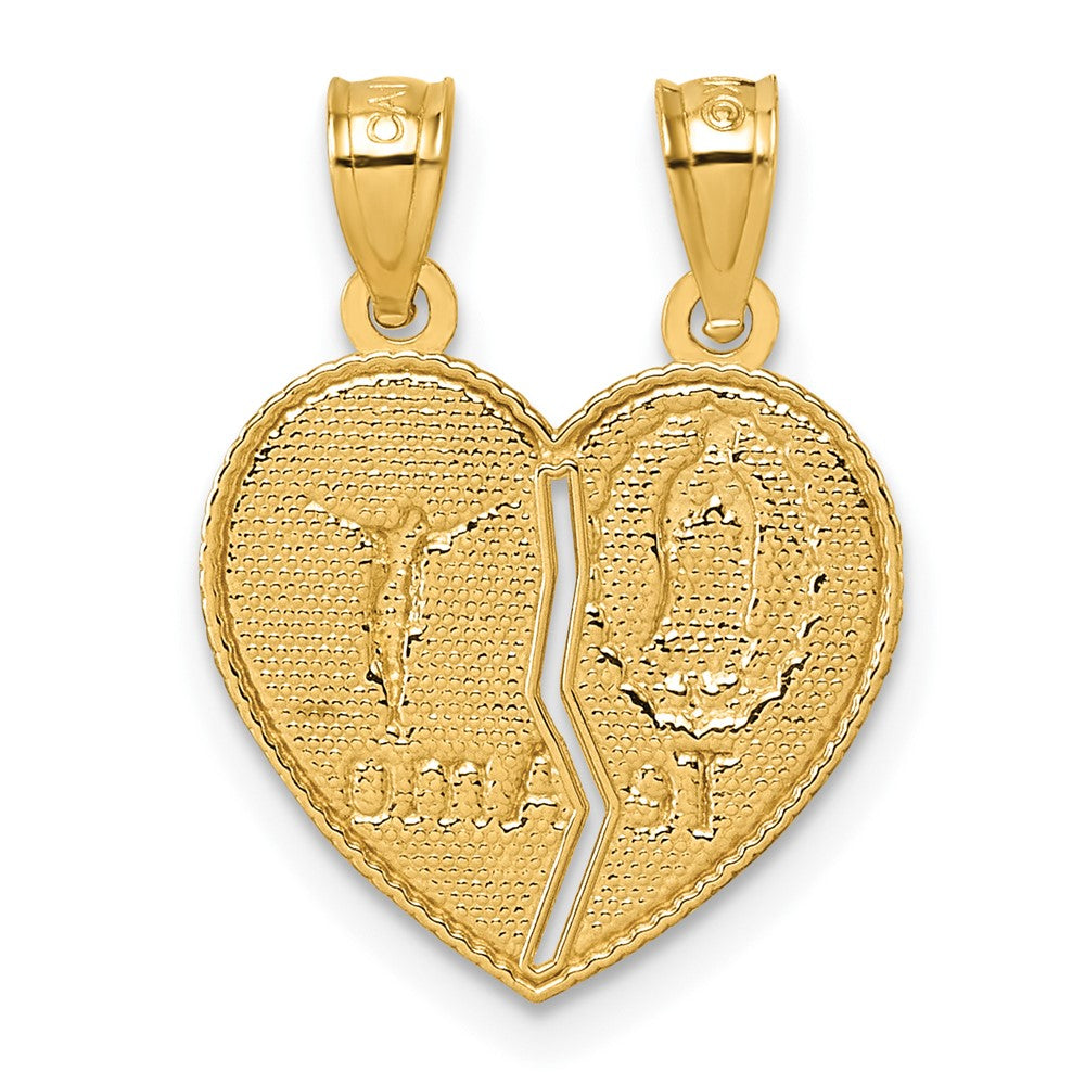 14K Gelbgold Poliert Te Amo Spanish Religious Break-apart Herz Anhänger