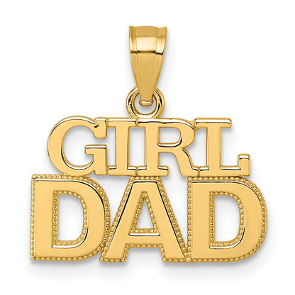 14K Gelbgold Poliert Mädchen Dad Anhänger