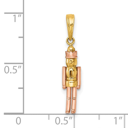 14K Gelbgold mit Rose-plating Poliert Nut Cracker Charm