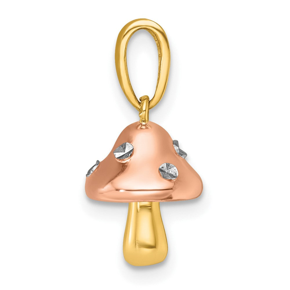 14K Gelb & Rhodium mit Weiß Rhodium und Rose-plating Poliert 3-d Mushroom Charm