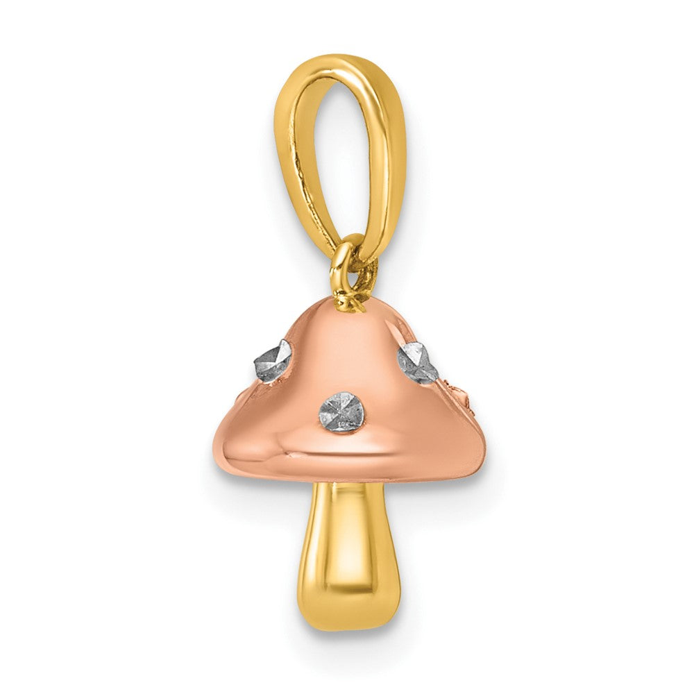 14K Gelb & Rhodium mit Weiß Rhodium und Rose-plating Poliert 3-d Mushroom Charm