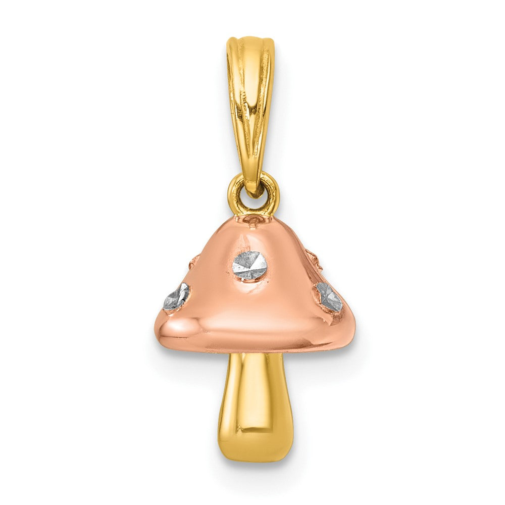 14K Gelb & Rhodium mit Weiß Rhodium und Rose-plating Poliert 3-d Mushroom Charm