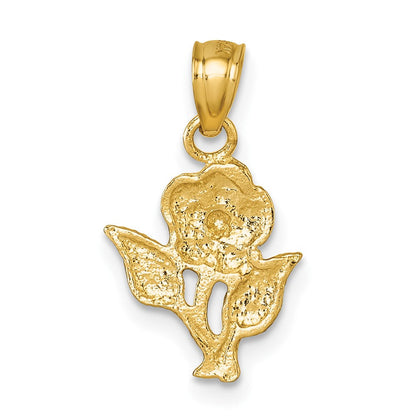 14K Gelbgold Poliert Diamantiert Rose Anhänger