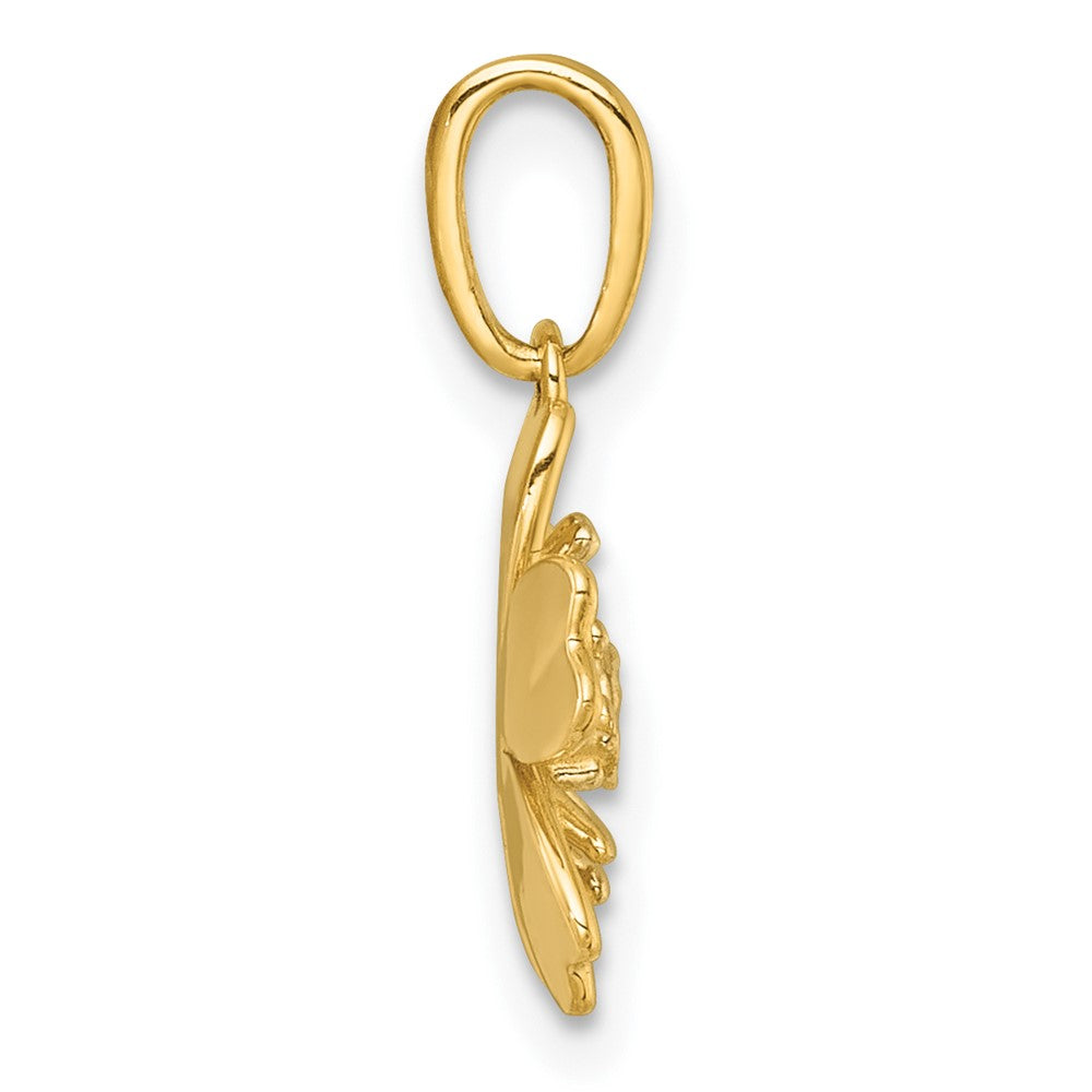 14K Gelb & Rhodium mit Weiß Rhodium Poliert Blooming Blume Charm