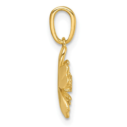 14K Gelb & Rhodium mit Weiß Rhodium Poliert Blooming Blume Charm