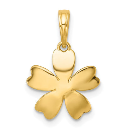 14K Gelb & Rhodium mit Weiß Rhodium Poliert Blooming Blume Charm
