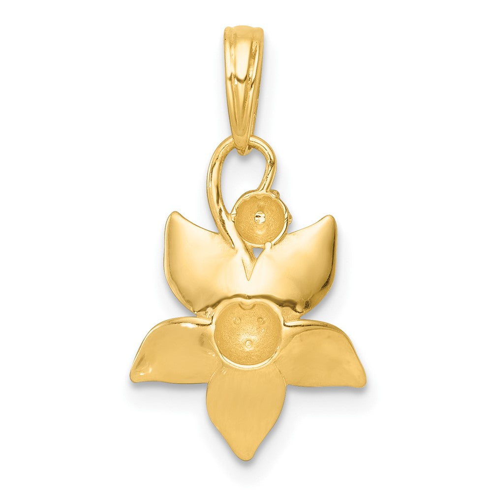 14K Gelb & Rhodium mit Weiß Rhodium Poliert Blooming Blume Charm