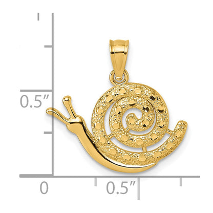 14K Gelbgold Poliert Strukturiert und Diamantiert Snail Anhänger