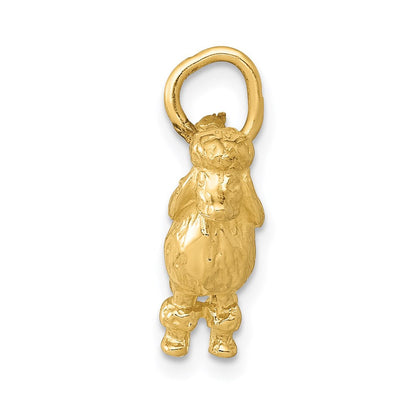 Poodle-Charm/Anhänger aus massivem 14K Gelbgold, 3D
