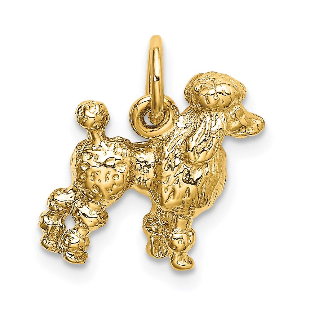 Poodle-Charm/Anhänger aus massivem 14K Gelbgold, 3D
