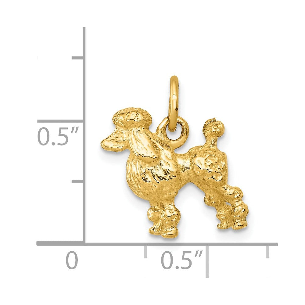 Poodle-Charm/Anhänger aus massivem 14K Gelbgold, 3D