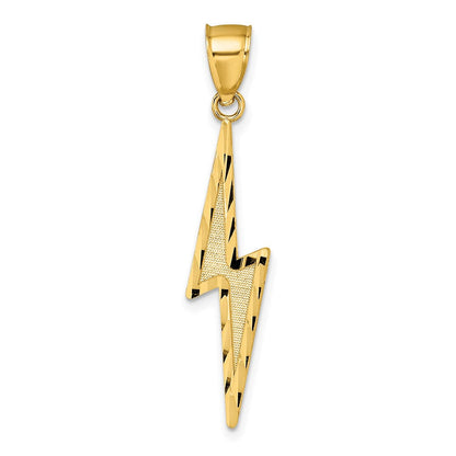 14K Gelbgold Poliert Diamantiert Strukturiert Lighting Bolt Anhänger