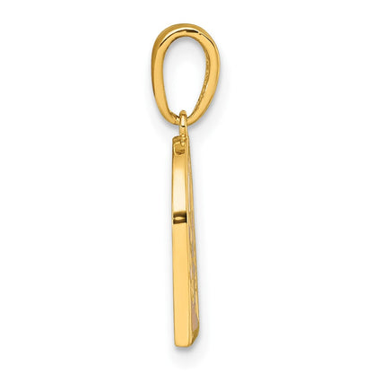14K Gelbgold Poliert Mehrfarbig Emaille Sunset und Mond Charm