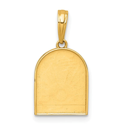 14K Gelbgold Poliert Mehrfarbig Emaille Sunset und Mond Charm