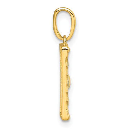 14K Gelbgold Poliert Emaille Mond Cycle Charm