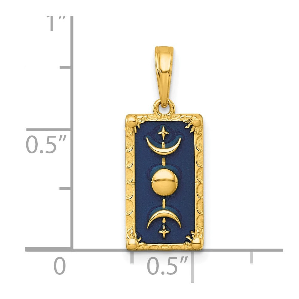 14K Gelbgold Poliert Emaille Mond Cycle Charm