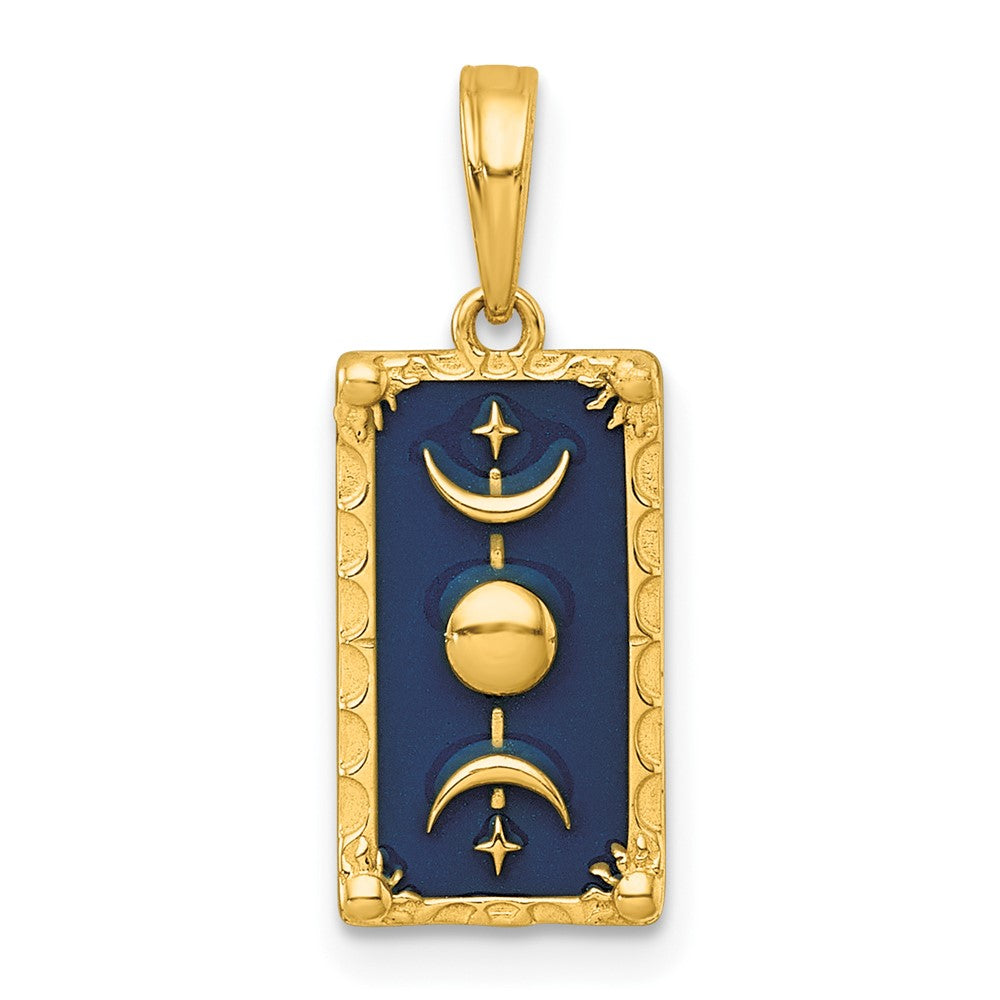 14K Gelbgold Poliert Emaille Mond Cycle Charm