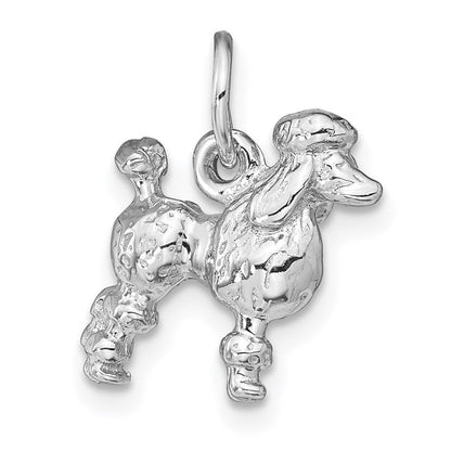 Poodle-Charm massiv aus 14K Weißgold